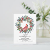 Invitation Carte Postale SURPRISE PARTY 18th Birthday Red Cardinal Wreath (Debout devant)