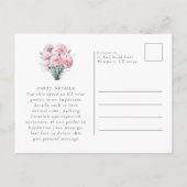 Invitation Carte Postale SURPRISE PARTY 70th Carnation January Birth Flower (Dos)