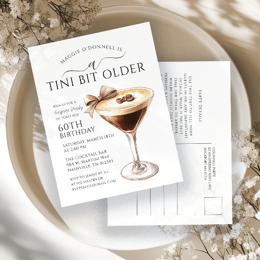 Invitation Carte Postale SURPRISE PARTY Tini Bit Ancien Martini 60e