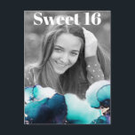 Invitation Carte Postale *~* Sweet 16 Anniversaire Photo TURQUOISE Abstrait<br><div class="desc">(rechercher AP29 pour des designs similaires sur différents produits) (Cette conception peut être adaptée à N'IMPORTE QUEL ÂGE ou ÉVÉNEMENT )) Rejoignez si vous avez besoin d'aide. *~* Carte postale Energy Enhanced. Modifier / Modifier le texte et la photo de la douce fille d'anniversaire 16. Abstraite Artsy Girly Chic SWEET...</div>