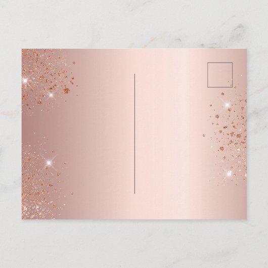 Invitation Carte Postale Sweet 16 rose parties scintillant d'or largue les  (Dos)