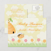 Invitation Carte Postale Sweet dessin animé bumble abeille baby shower invi (Devant / Derrière)