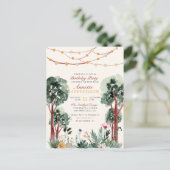 Invitation Carte Postale Sweet Green Botanical Trees fête d'anniversaire un (Debout devant)