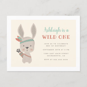 Invitation Carte Postale Sweet Tribal Bunny Wild Un 1er anniversaire