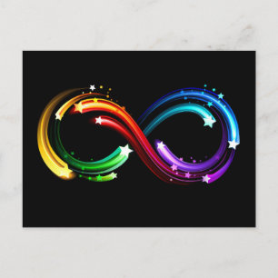 Invitation Carte Postale Symbole de l'infini des comètes arc-en-ciel