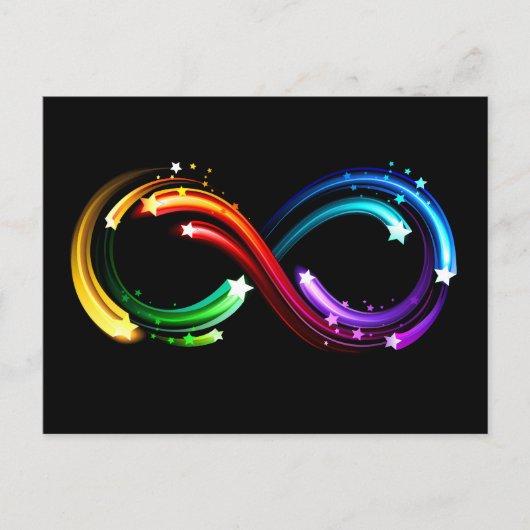 Invitation Carte Postale Symbole de l'infini des comètes arc-en-ciel (Devant)