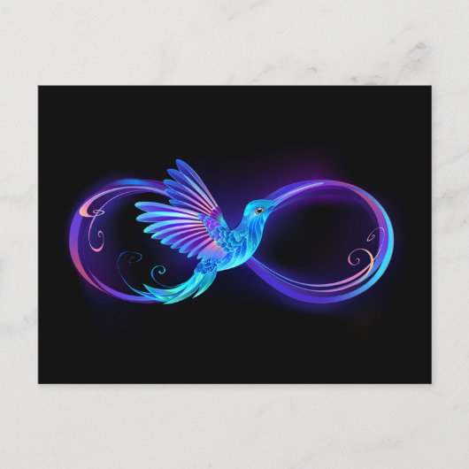 Invitation Carte Postale Symbole de Neon Infinity par Glowing Hummingbird (Devant)