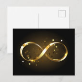 Invitation Carte Postale Symbole d'infini doré (Devant / Derrière)
