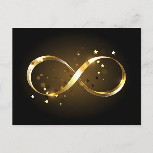 Invitation Carte Postale Symbole d'infini doré (Devant)