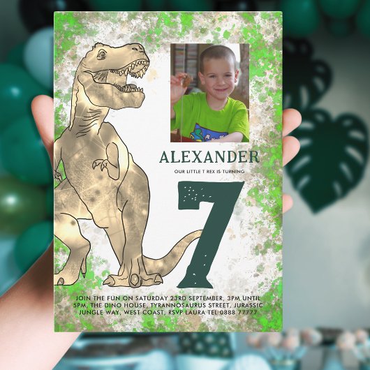 Invitation Carte Postale T-Rex Dinosaur 7e Budget de fête d'anniversaire