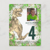 Invitation Carte Postale T-Rex Dinosaur Budget de la fête d'anniversaire (Devant)