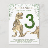 Invitation Carte Postale T-Rex Dinosaur Jungle 3e anniversaire Budget de la (Devant)