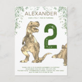 Invitation Carte Postale T. rex jungle 2e anniversaire du parti Budget (Devant)