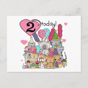 Invitation Carte Postale T-shirts et cadeaux Party Kittens 2e anniversaire