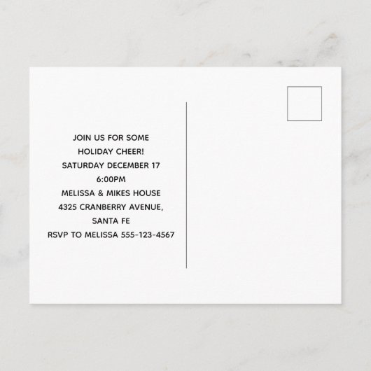 Invitation Carte Postale Table de Noël rustique avec Pine & Neige Invitatio (Dos)