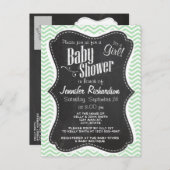 Invitation Carte Postale Tableau de bord rétro sur Celadon Chevron; zig zag (Devant / Derrière)