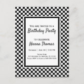 Invitation Carte Postale Tableau noir blanc Checkboard Anniversaire Invitat (Devant)