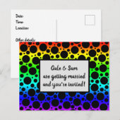 Invitation Carte Postale Taches de polka aléatoires arc-en-ciel (Devant / Derrière)