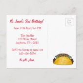 Invitation Carte Postale Taco TWOSday Mardi 2e Anniversaire Fiesta (Dos)