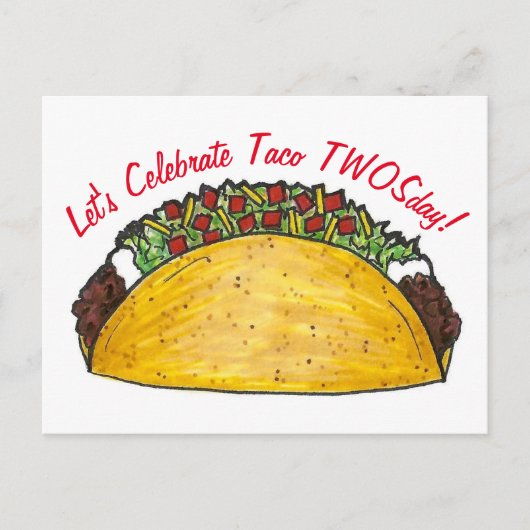 Invitation Carte Postale Taco TWOSday Mardi 2e Anniversaire Fiesta (Devant)