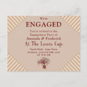 Invitation Carte Postale Tan - Marsala Vin & Fiançailles moderne (Devant)