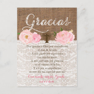 Invitation Carte Postale Tarjeta con oracion para invitados de Bautizo