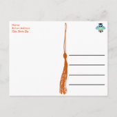 Invitation Carte Postale Tassel Orange & Black Graduation Party (Dos)