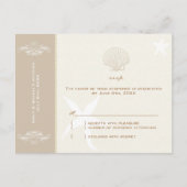 Invitation Carte Postale Taupe Ivory Destination Plage Mariage RSVP (Devant)