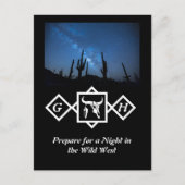 Invitation Carte Postale Taureau blanc brillant Taureau Silhouette Monogram (Devant)