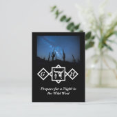 Invitation Carte Postale Taureau blanc brillant Taureau Silhouette Monogram (Debout devant)
