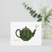Invitation Carte Postale Tea Party - Black Teapot (Debout devant)