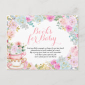 Invitation Carte Postale Tea Party Pastel Fleurs Livres pour bébé (Devant)
