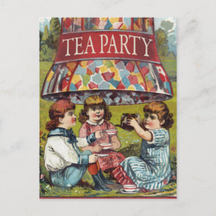 Invitation Carte Postale Tea Party vintage