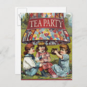 Invitation Carte Postale Tea Party vintage (Devant / Derrière)