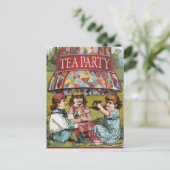 Invitation Carte Postale Tea Party vintage (Debout devant)