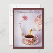 Invitation Carte Postale Tea Time, Tea Party après-midi (Devant / Derrière)