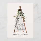 Invitation Carte Postale Teepee feuillage moderne jardin bohème élégant (Devant)