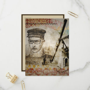 Invitation Carte Postale Télescope scientifique de l'inventeur Steampunk de