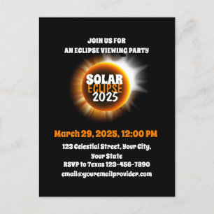 Invitation Carte Postale Témoin d'Eclipse solaire partielle 3/29/2025 USA