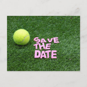 Invitation Carte Postale Tennis ball sur vert enregistrer la date Invitatio