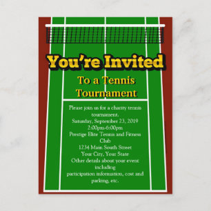 Invitation Carte Postale Tennis Court Layout Graphic, Vous êtes invité