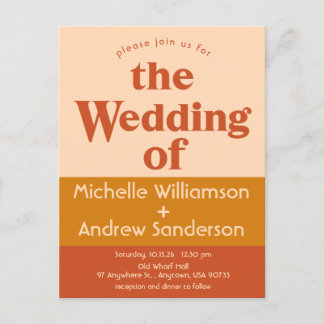 Invitation Carte Postale Terracotta Orange Moderne Rétro 