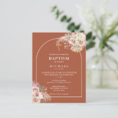 Invitation Carte Postale Terracotta Pampas Arc en herbe Baptême Christening (Debout devant)
