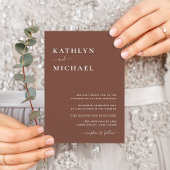 Invitation Carte Postale Terracotta QR Code Tout en un Mariage moderne chic