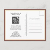 Invitation Carte Postale Terracotta QR Code Tout en un Mariage moderne chic (Dos)