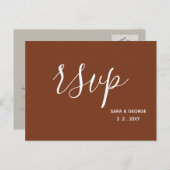 Invitation Carte Postale Terracotta Rustic Burnt Orange Wedding RSVP (Devant / Derrière)