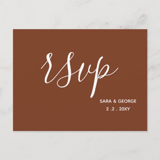 Invitation Carte Postale Terracotta Rustic Burnt Orange Wedding RSVP (Devant)