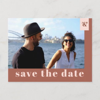 Invitation Carte Postale Terracotta Typographie Moderne Photo Save The Date