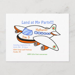 Invitation Carte Postale Terre à ma fête Thème avion Enfants