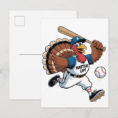 Invitation Carte Postale Thanksgiving Baseball Turquie Batter Gobbler (Devant / Derrière)